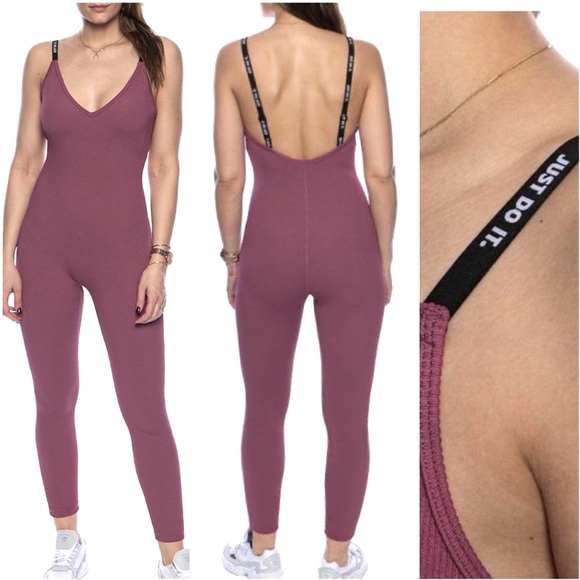 Nike Pants - NWT Nike Sportswear JDI Ribbed Jumpsuit Unitard in Mulberry Pink S Small